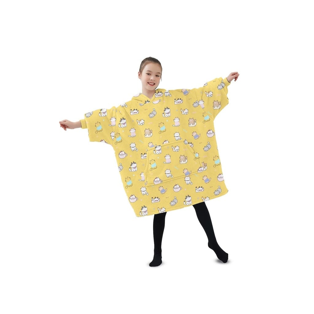 Spud Jax Petshop GOMINIMO Hoodie Blanket (Kids Cat yellow) Home & Garden > Bedding > Blankets & Throws