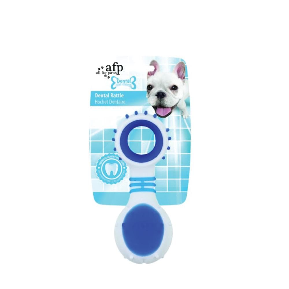 Spud Jax Petshop Dog Dental Rattle - Blue Puppy Teething + Cleaning Gums Rubber Ridges Chew Pet Care &gt; Toys