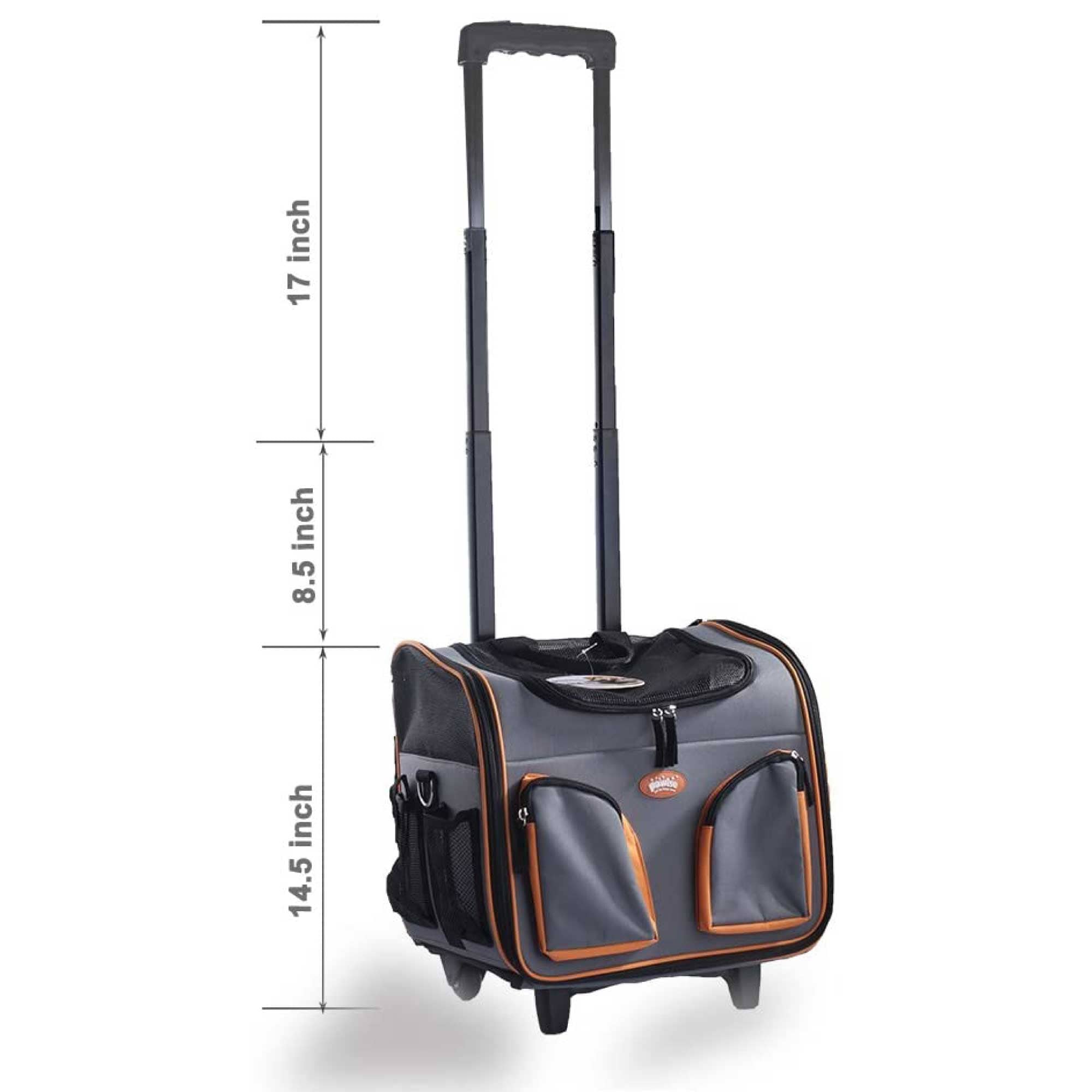 Spud Jax Petshop Pet Trolley Dog Cat Puppy Travel Wheeled Cart Portable Foldable Carrier Orange Pet Care