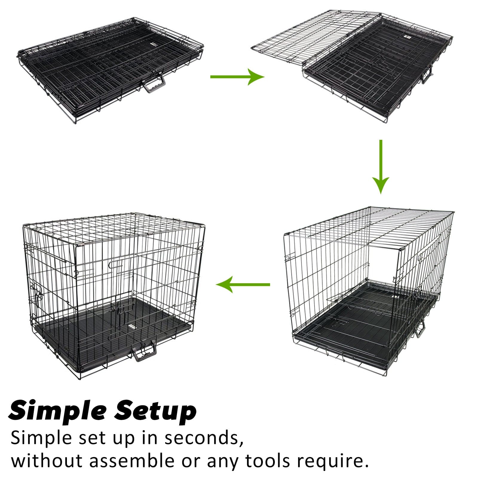 Spud Jax Petshop Wire Dog Cage Foldable Crate Kennel 24in with Tray + Cushion Mat Combo Pet Care > Dog Supplies