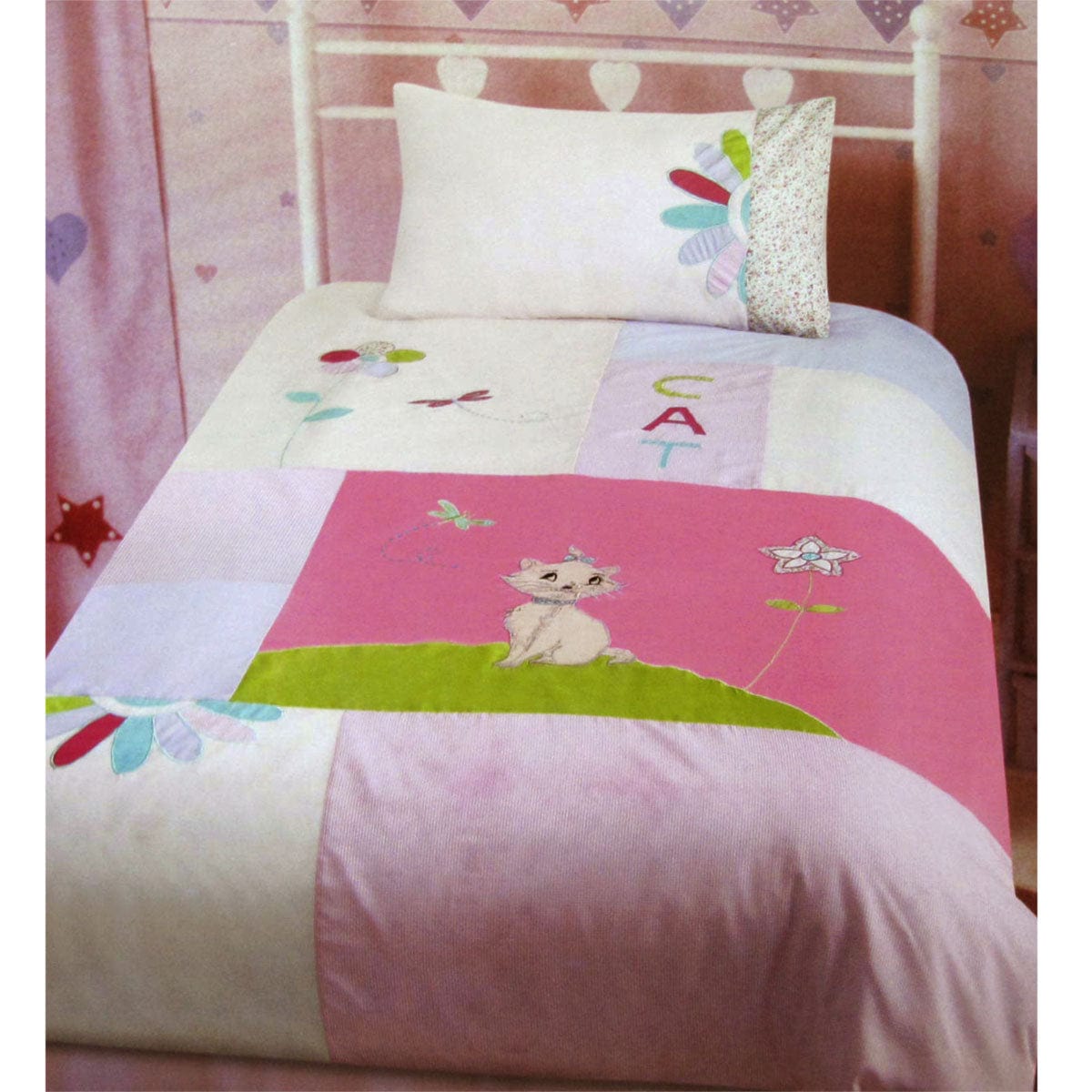 Spud Jax Petshop Kitty Cat Embroidered Quilt Cover Set Single Home & Garden > Bedding > Duvet Covers