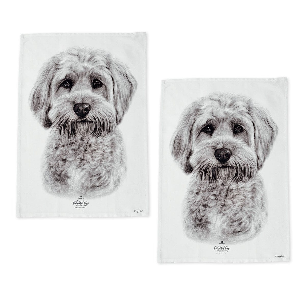 Spud Jax Petshop Set of 2 Delightful Dogs Cotton Kitchen Tea Towels 50 x 70 cm Cavoodle Home & Garden > Kitchenware > Table Linen & Kitchen Towels