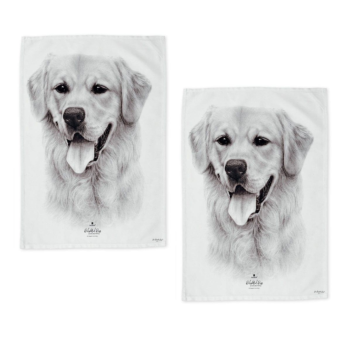 Spud Jax Petshop Set of 2 Delightful Dogs Cotton Kitchen Tea Towels 50 x 70 cm Golden Retriever Home & Garden > Kitchenware > Table Linen & Kitchen Towels