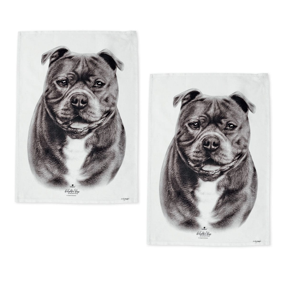 Spud Jax Petshop Set of 2 Delightful Dogs Cotton Kitchen Tea Towels 50 x 70 cm Staffy Terrier Pet Care > Dog Supplies > Dog Training Aids