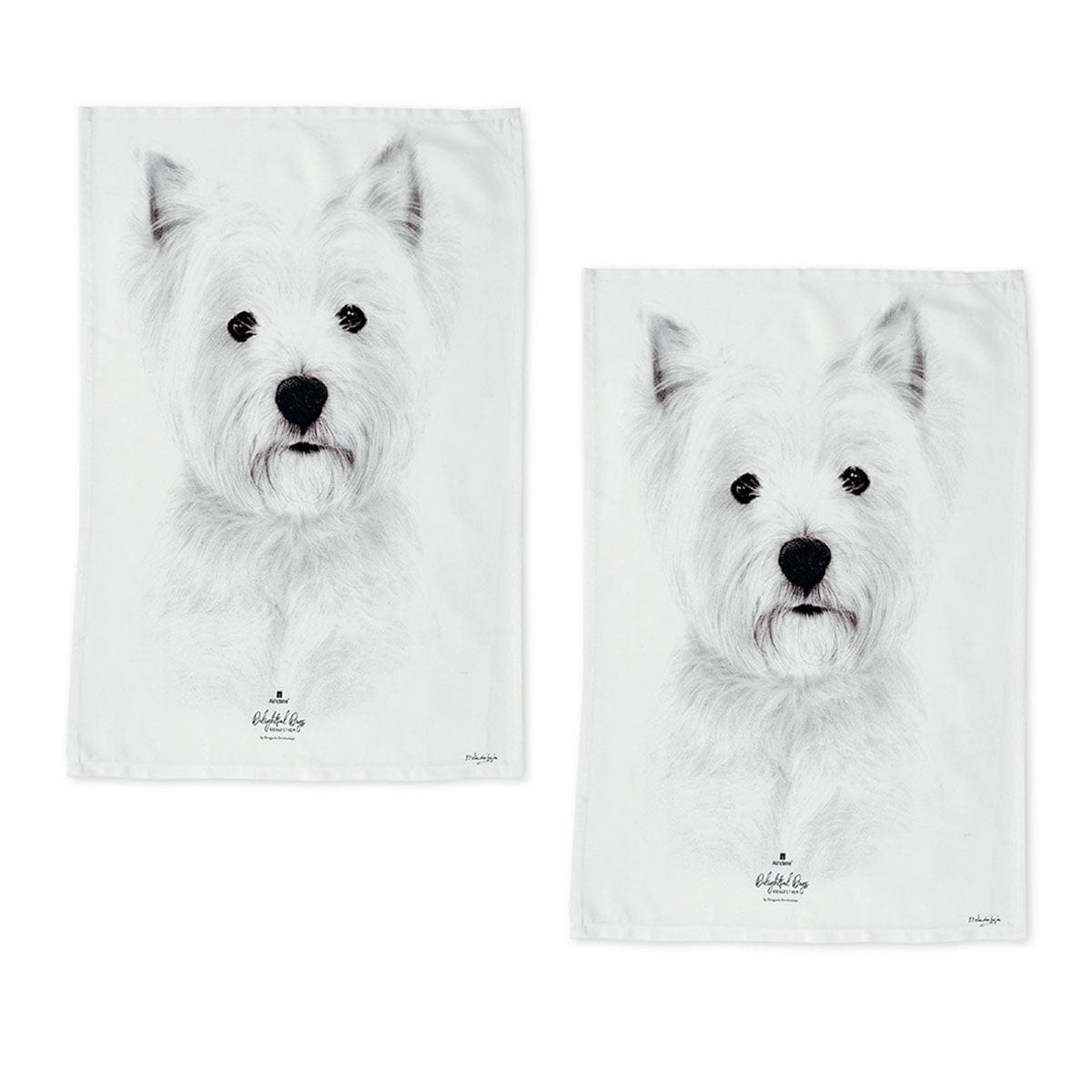 Spud Jax Petshop Set of 2 Delightful Dogs Cotton Kitchen Tea Towels 50 x 70 cm West Highland Home & Garden > Kitchenware > Table Linen & Kitchen Towels