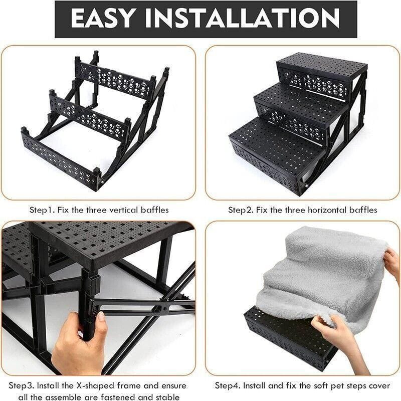 Spud Jax Petshop 3 Steps Pet Stairs with Soft Cover for Small Dogs and Cats Portable Climbing Ramp 3 Steps Pet Stairs with Soft Cover for Small Dogs and Cats Portable Climbing Ramp Pet Care > Dog Supplies > Dog Steps & Ramps