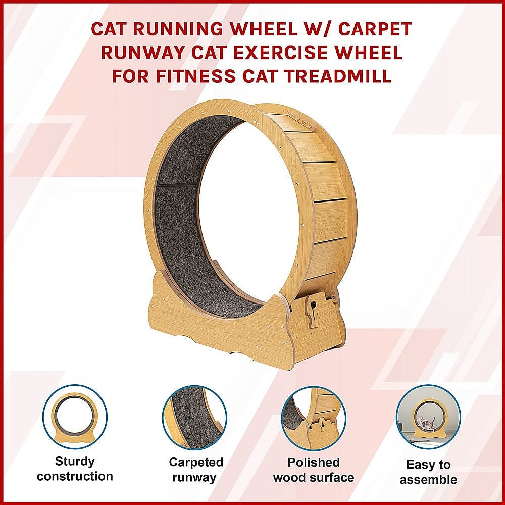 Spud Jax Petshop Cat Running Wheel w/ Carpet Runway Cat Exercise Wheel for Fitness Cat Treadmill Pet Care