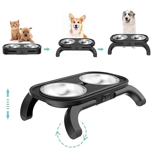 Spud Jax Petshop Adjustable Elevated Pet Feeder with Dual Stainless Steel Bowls -Foldable, Anti-Slip Design for Dogs and Cats Adjustable Elevated Pet Feeder with Dual Stainless Steel Bowls -Foldable, Anti-Slip Design for Dogs and Cats Pet Care > Cat Supplies > Cat Bowls, Feeders & Waterers