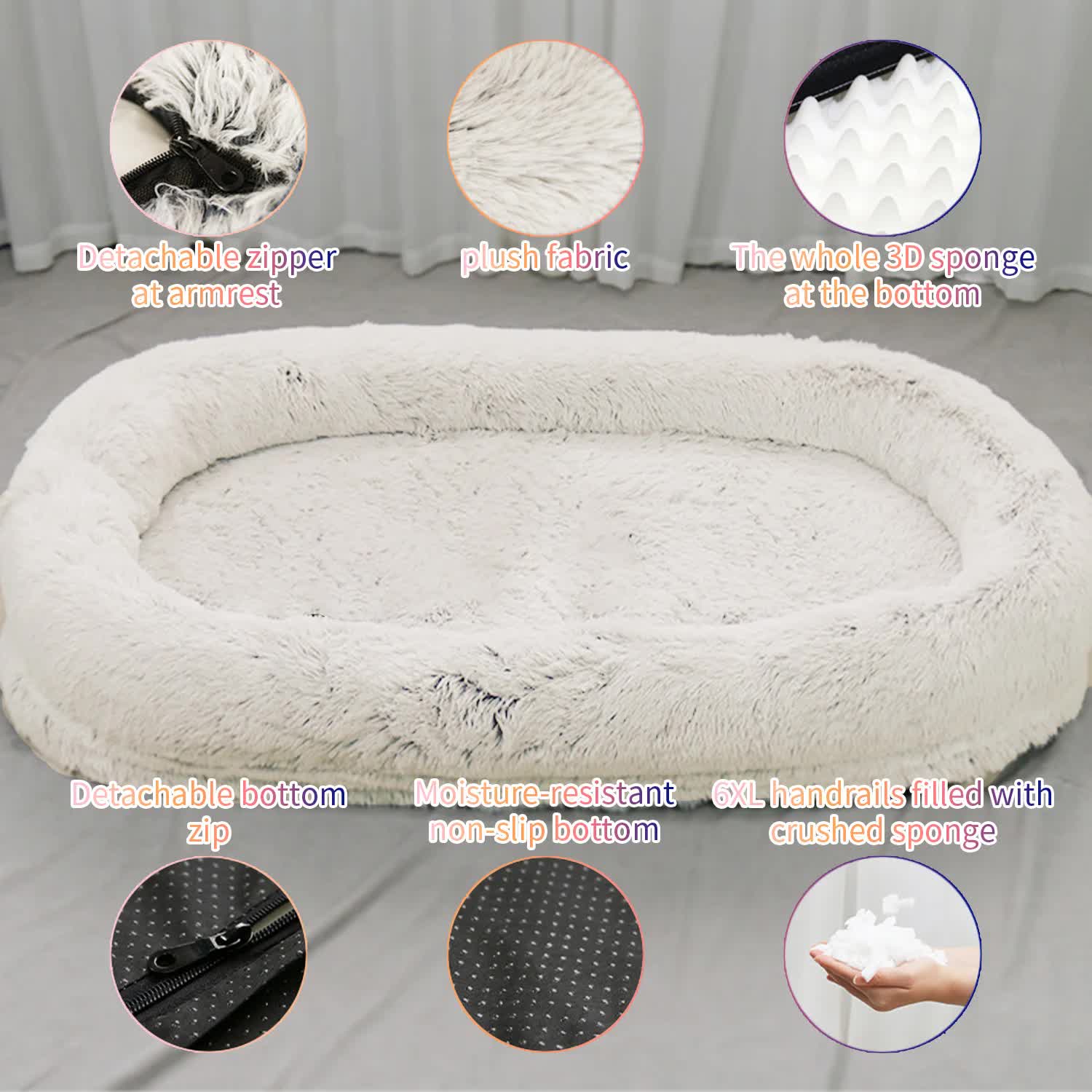 Spud Jax Petshop Fluffy Donut-Shaped Pet Bed- Soft, Cozy, and Anti-Anxiety for Dogs and Cats, Machine Washable  Gradient Gray  Size:S 60*15*18cm Fluffy Donut-Shaped Pet Bed- Soft, Cozy, and Anti-Anxiety for Dogs and Cats, Machine Washable  Gradient Gray  Size:S 60*15*18cm Pet Care > Dog Supplies > Dog Beds