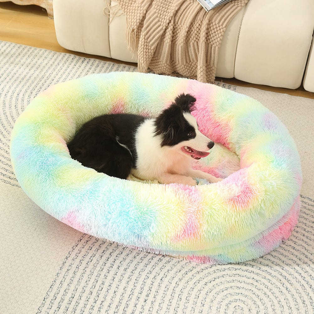 Spud Jax Petshop Fluffy Donut-Shaped Pet Bed- Soft, Cozy, and Anti-Anxiety for Dogs and Cats, Machine Washable  Rainbow-colored Size:M 75*55*18cm Fluffy Donut-Shaped Pet Bed- Soft, Cozy, and Anti-Anxiety for Dogs and Cats, Machine Washable  Rainbow-colored Size:M 75*55*18cm Pet Care > Dog Supplies > Dog Beds