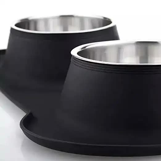 Spud Jax Petshop Non-Slip Stainless Steel Double Pet Bowl Set with Spill-Resistant Silicone Mat 45*27cm Black Non-Slip Stainless Steel Double Pet Bowl Set with Spill-Resistant Silicone Mat 45*27cm Black Pet Care > Dog Supplies > Dog Bowls, Feeders & Waterers