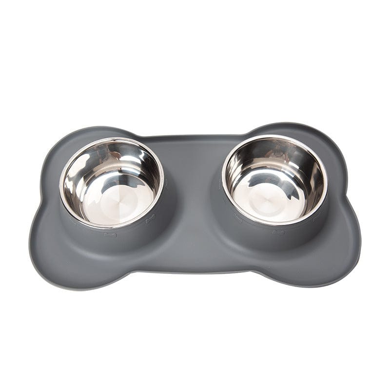 Spud Jax Petshop Non-Slip Stainless Steel Double Pet Bowl Set with Spill-Resistant Silicone Mat 45*27cm Grey Non-Slip Stainless Steel Double Pet Bowl Set with Spill-Resistant Silicone Mat 45*27cm Grey Pet Care &gt; Dog Supplies &gt; Dog Bowls, Feeders &amp; Waterers