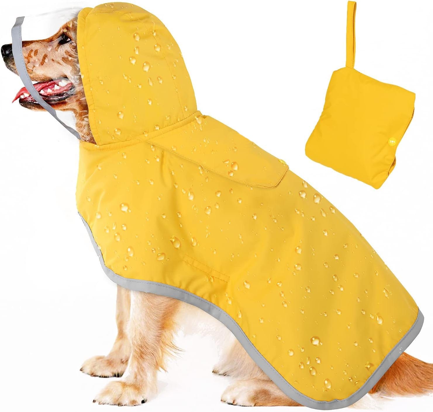 Spud Jax Petshop XXXL Yellow Reflective Adjustable Pet Raincoat with Hood - Waterproof Dog Jacket, Adjustable Dog Poncho for Outdoor Protection XXXL Yellow Reflective Adjustable Pet Raincoat with Hood - Waterproof Dog Jacket, Adjustable Dog Poncho for Outdoor Protection Pet Care > Dog Supplies > Dog Apparel