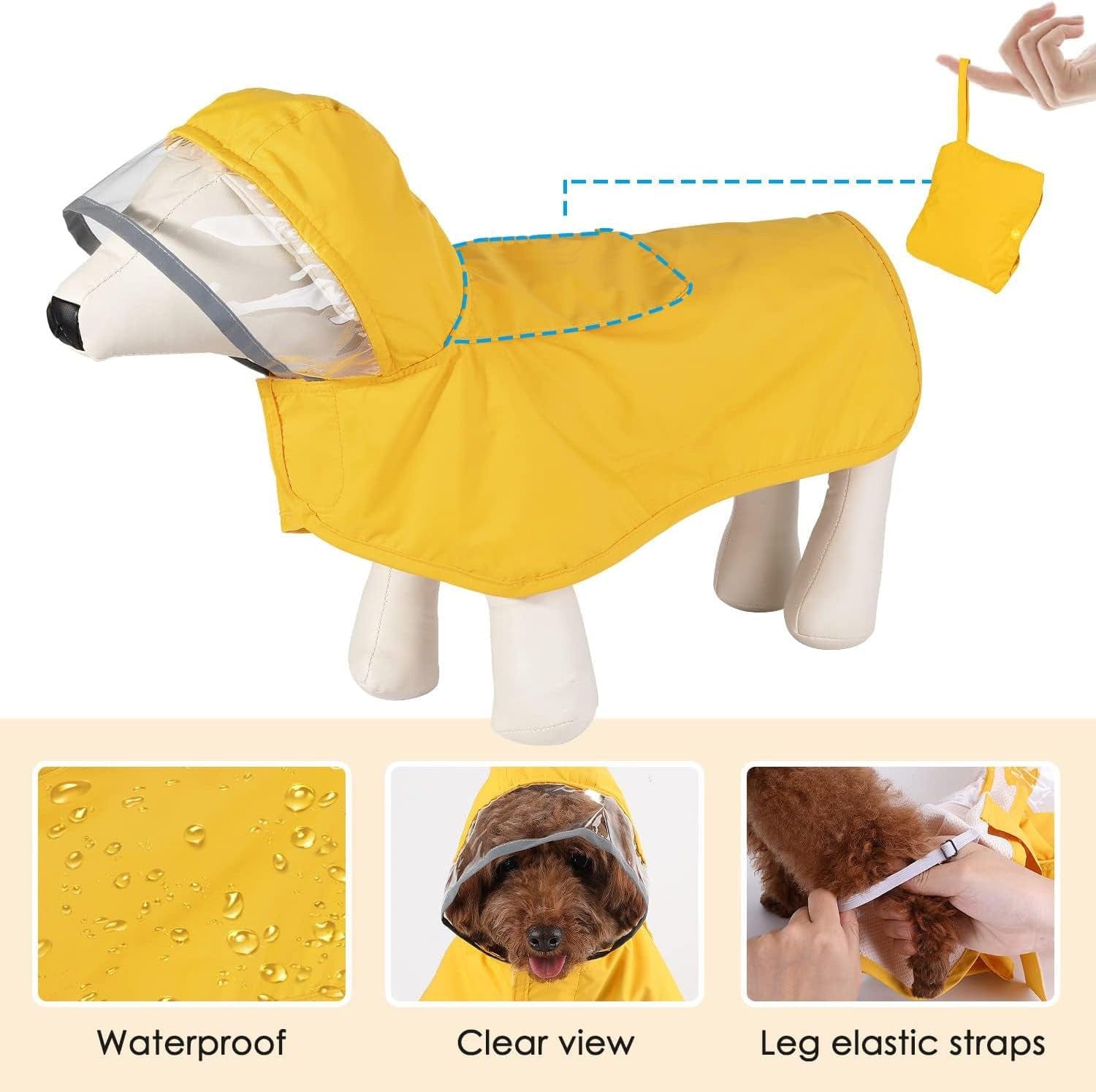 Spud Jax Petshop XXXL Yellow Reflective Adjustable Pet Raincoat with Hood - Waterproof Dog Jacket, Adjustable Dog Poncho for Outdoor Protection XXXL Yellow Reflective Adjustable Pet Raincoat with Hood - Waterproof Dog Jacket, Adjustable Dog Poncho for Outdoor Protection Pet Care > Dog Supplies > Dog Apparel