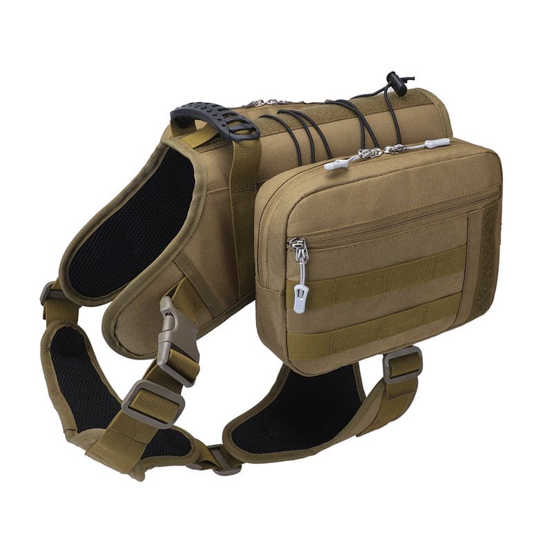 Spud Jax Petshop Khaki Dog Tactical Backpack Harness - Adjustable Outdoor Camouflage Saddle Bag for Dogs Khaki Dog Tactical Backpack Harness - Adjustable Outdoor Camouflage Saddle Bag for Dogs Pet Care &gt; Dog Supplies &gt; Dog Apparel