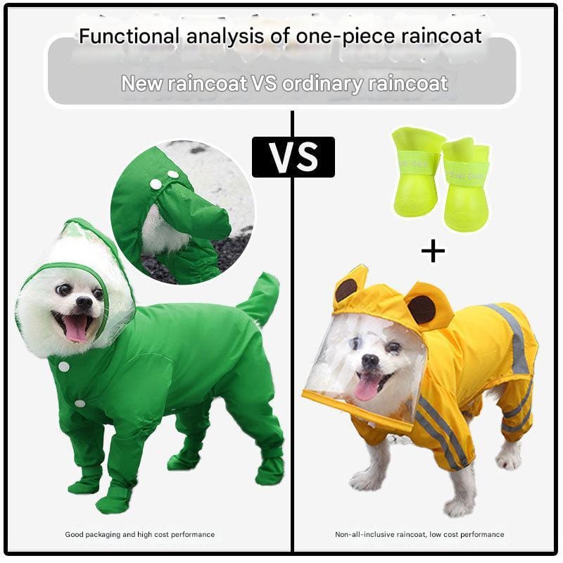 Spud Jax Petshop M Green Waterproof Full-Cover Pet Raincoat with Hood and Booties M Green Waterproof Full-Cover Pet Raincoat with Hood and Booties Pet Care > Dog Supplies > Dog Apparel