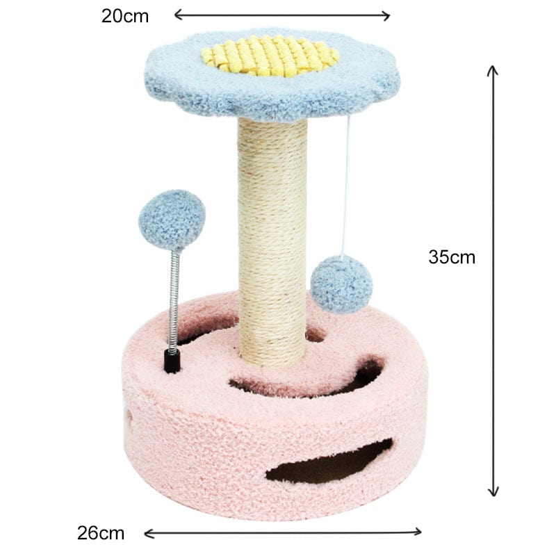 Spud Jax Petshop Pink-blue Interactive Cat Scratching Post with Playful Ball Toys, Flower Design - 35cm Height, 26cm Base Pink-blue Interactive Cat Scratching Post with Playful Ball Toys, Flower Design - 35cm Height, 26cm Base Pet Care > Cat Supplies > Cat Scratching Posts