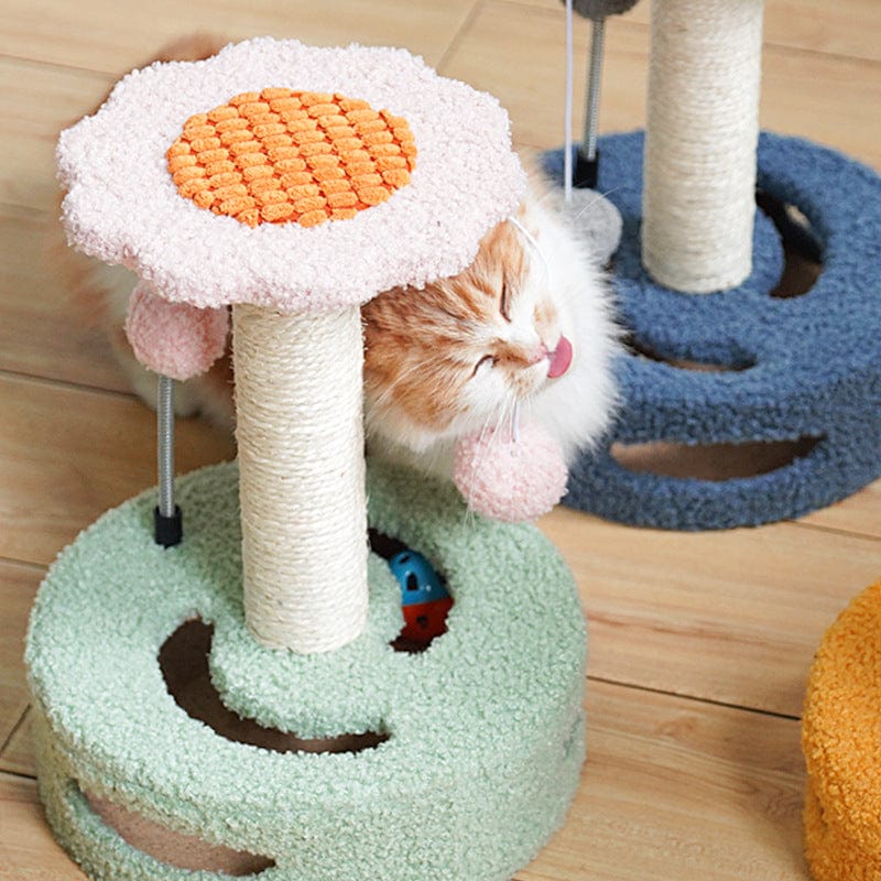 Spud Jax Petshop Pink-blue Interactive Cat Scratching Post with Playful Ball Toys, Flower Design - 35cm Height, 26cm Base Pink-blue Interactive Cat Scratching Post with Playful Ball Toys, Flower Design - 35cm Height, 26cm Base Pet Care > Cat Supplies > Cat Scratching Posts