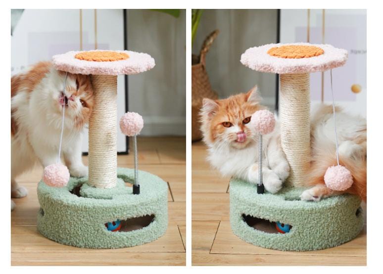 Spud Jax Petshop Pink-blue Interactive Cat Scratching Post with Playful Ball Toys, Flower Design - 35cm Height, 26cm Base Pink-blue Interactive Cat Scratching Post with Playful Ball Toys, Flower Design - 35cm Height, 26cm Base Pet Care > Cat Supplies > Cat Scratching Posts