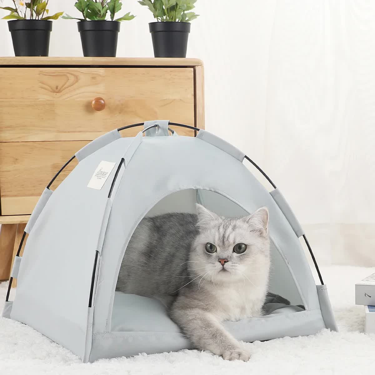 Spud Jax Petshop L Pewter Gray Foldable Breathable Summer Pet Tent with Cooling Mat - Portable Outdoor and Indoor Pet Shelter L Pewter Gray Foldable Breathable Summer Pet Tent with Cooling Mat - Portable Outdoor and Indoor Pet Shelter Pet Care > Cat Supplies > Cat Carriers & Crates