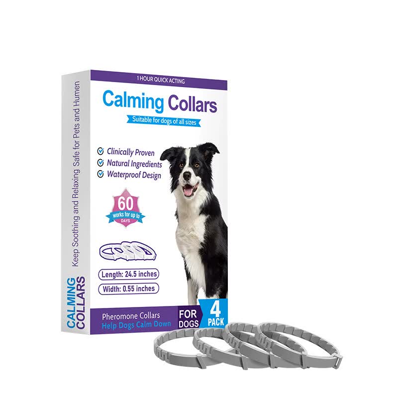 Gray Calming Collars for Dogs - Natural Stress Relief, Adjustable, 4 Pack