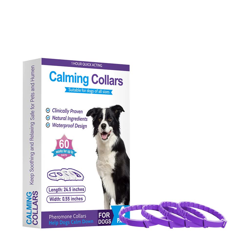 Purple Calming Collars for Dogs - Natural Stress Relief, Adjustable, 4 Pack