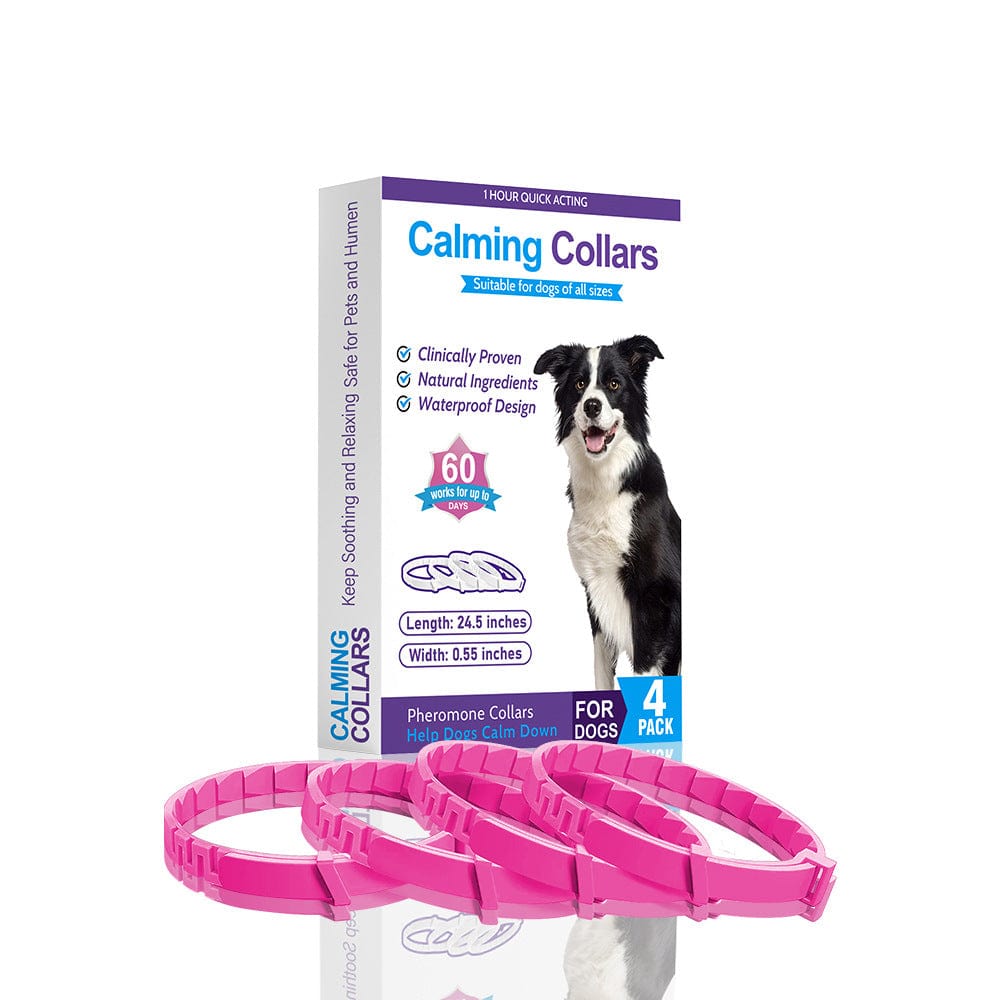 Pink Calming Collars for Dogs - Natural Stress Relief, Adjustable, 4 Pack