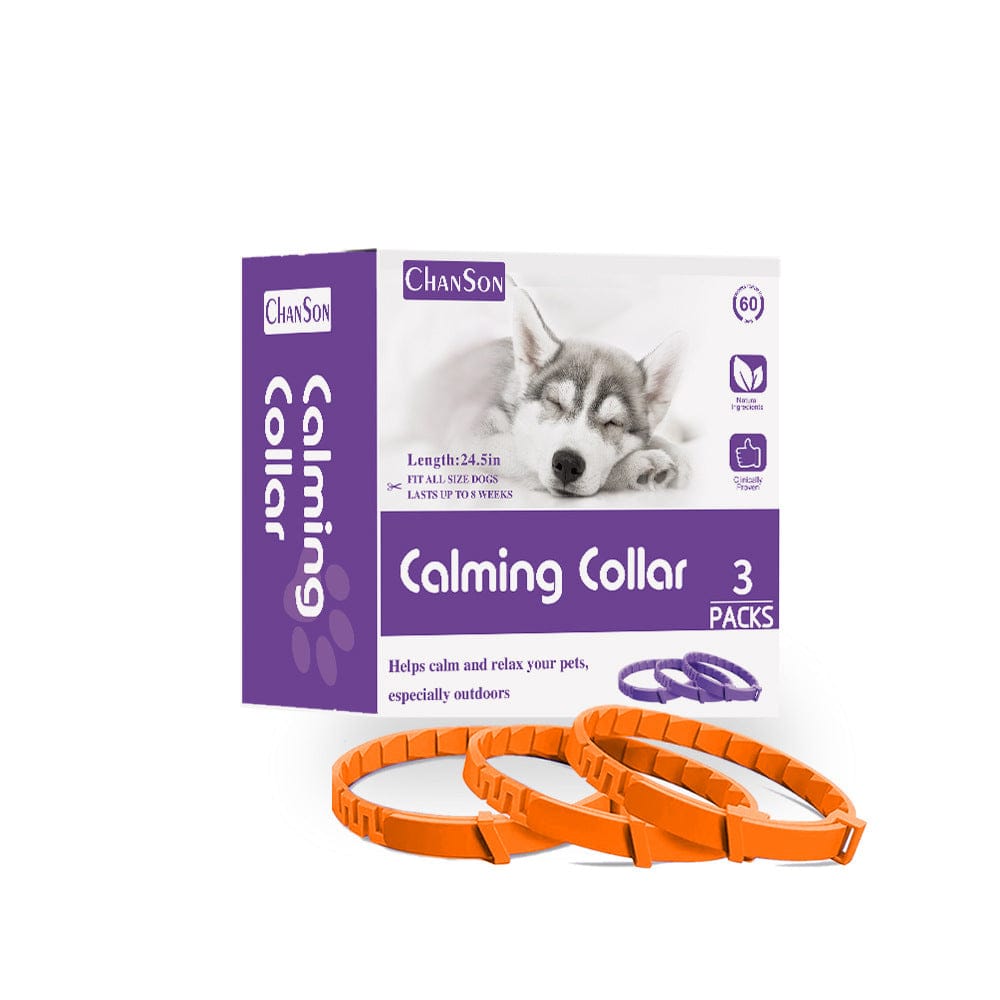 Orange Calming Collars for Dogs - Natural Stress Relief, Adjustable, 3 Pack (2 set/6PCS)