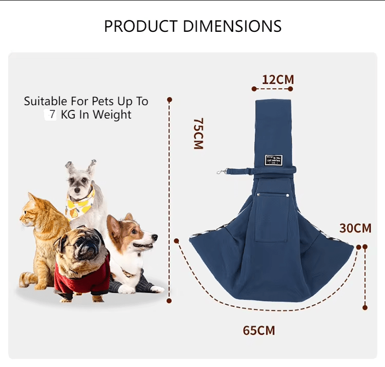 Spud Jax Petshop Grey Adjustable Pet Sling Carrier Bag - Comfortable and Hands-Free Design Grey Adjustable Pet Sling Carrier Bag - Comfortable and Hands-Free Design Pet Care > Dog Supplies > Dog Beds