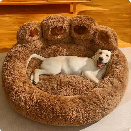 Spud Jax Petshop Diameter 90cm Brown Plush Dog Bed with Paw Design - Ultra Soft Round Pet Sofa for Medium to Large Dogs Diameter 90cm Brown Plush Dog Bed with Paw Design - Ultra Soft Round Pet Sofa for Medium to Large Dogs Pet Care > Dog Supplies > Dog Beds