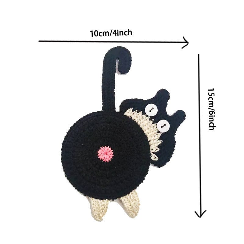 Spud Jax Petshop 4 Pcs Black And White Cute Cat Butt Knitted Coaster - Lightweight Crochet Drink Mat, 15x10cm 4 Pcs Black And White Cute Cat Butt Knitted Coaster - Lightweight Crochet Drink Mat, 15x10cm Home & Garden > Kitchenware > Coasters