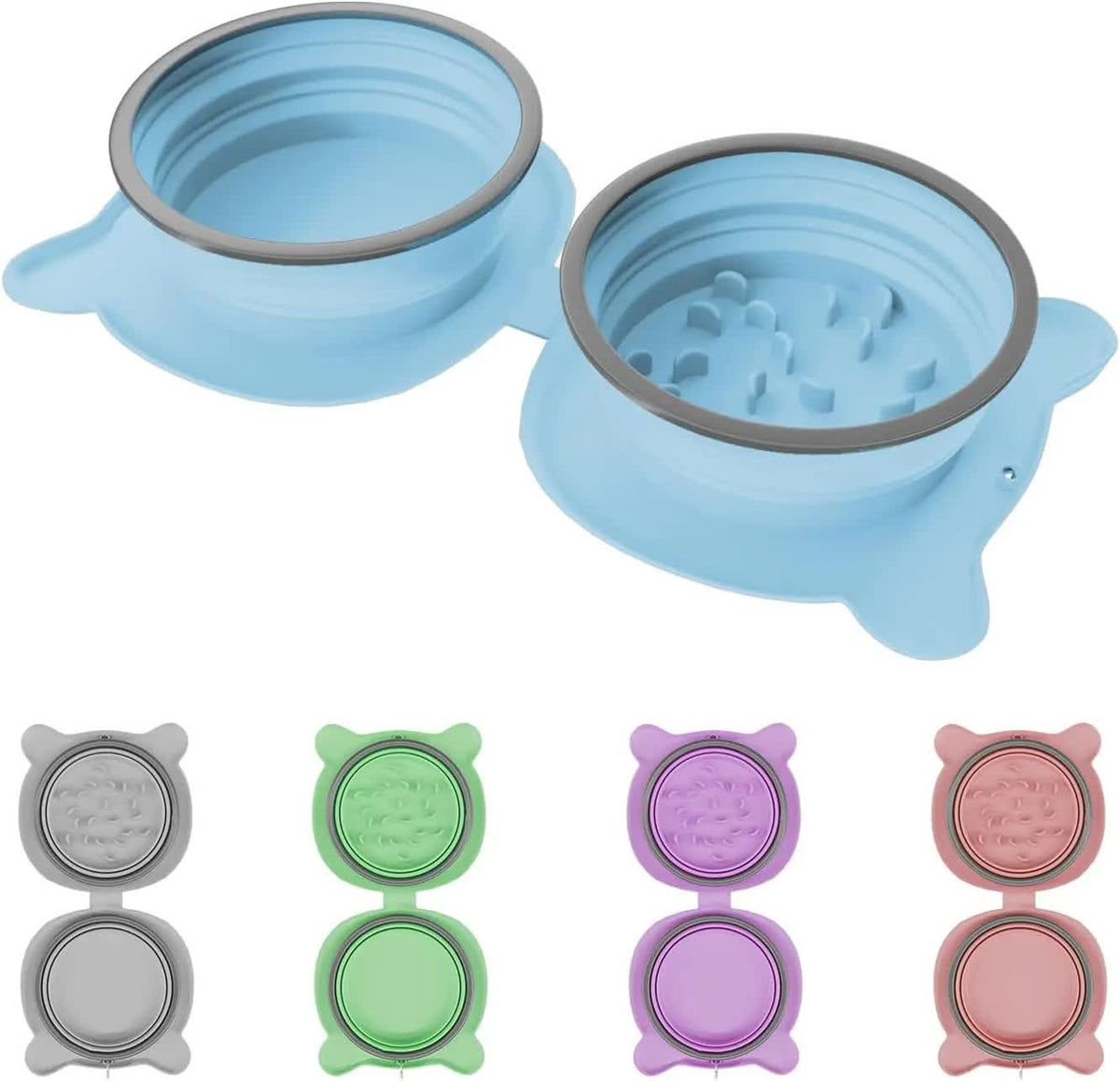 Spud Jax Petshop Blue Portable Collapsible Pet Bowl Set - Food-Grade Silicone Double Bowl for Dogs &amp; Cats, Anti-Slip &amp; Easy to Clean Blue Portable Collapsible Pet Bowl Set - Food-Grade Silicone Double Bowl for Dogs &amp; Cats, Anti-Slip &amp; Easy to Clean Pet Care &gt; Dog Supplies &gt; Dog Bowls, Feeders &amp; Waterers