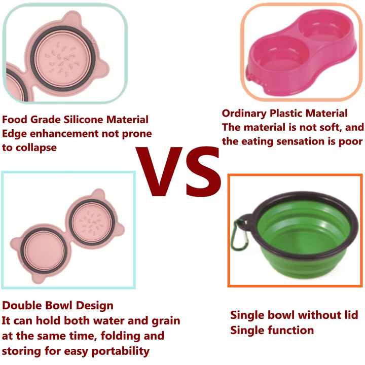 Spud Jax Petshop Blue Portable Collapsible Pet Bowl Set - Food-Grade Silicone Double Bowl for Dogs & Cats, Anti-Slip & Easy to Clean Blue Portable Collapsible Pet Bowl Set - Food-Grade Silicone Double Bowl for Dogs & Cats, Anti-Slip & Easy to Clean Pet Care > Dog Supplies > Dog Bowls, Feeders & Waterers