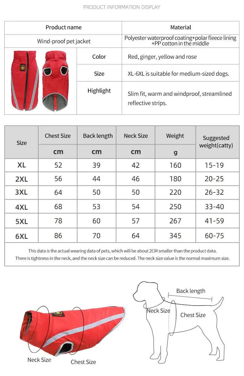 Spud Jax Petshop Size 4XL Yellow Reflective Winter Dog Jacket - Warm & Waterproof Outdoor Coat for Large Breeds Size 4XL Yellow Reflective Winter Dog Jacket - Warm & Waterproof Outdoor Coat for Large Breeds Pet Care > Dog Supplies > Dog Apparel