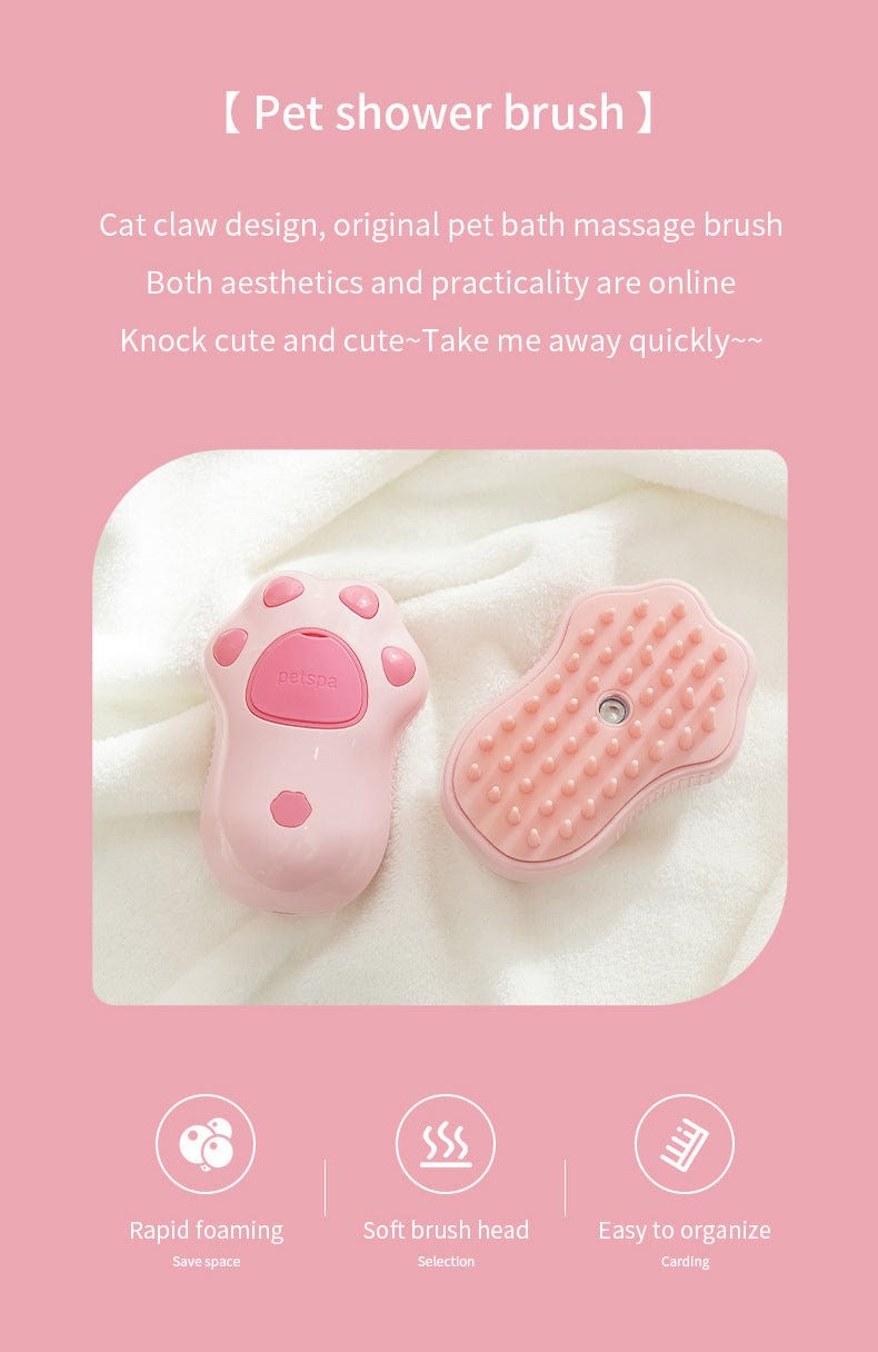 Spud Jax Petshop 2 PCS Pink Cat Paw Electric Pet Brush | One-Click Spray, Massage, & Hair Removal 2 PCS Pink Cat Paw Electric Pet Brush | One-Click Spray, Massage, & Hair Removal Pet Care > Cleaning & Maintenance > Pet Grooming Supplies
