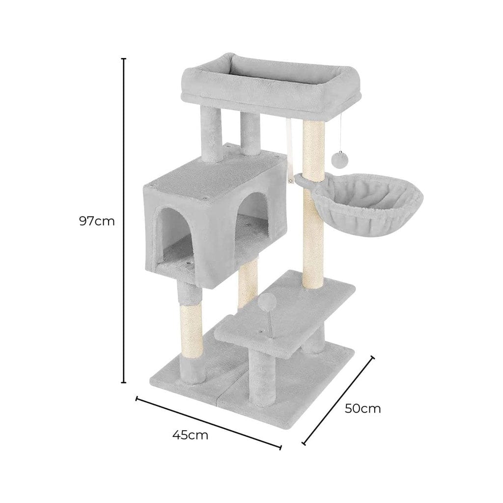 Spud Jax Petshop Floofi 97cm Adjustable Base Plush Cat Tree Light Grey Cat > Tree & Scratcher