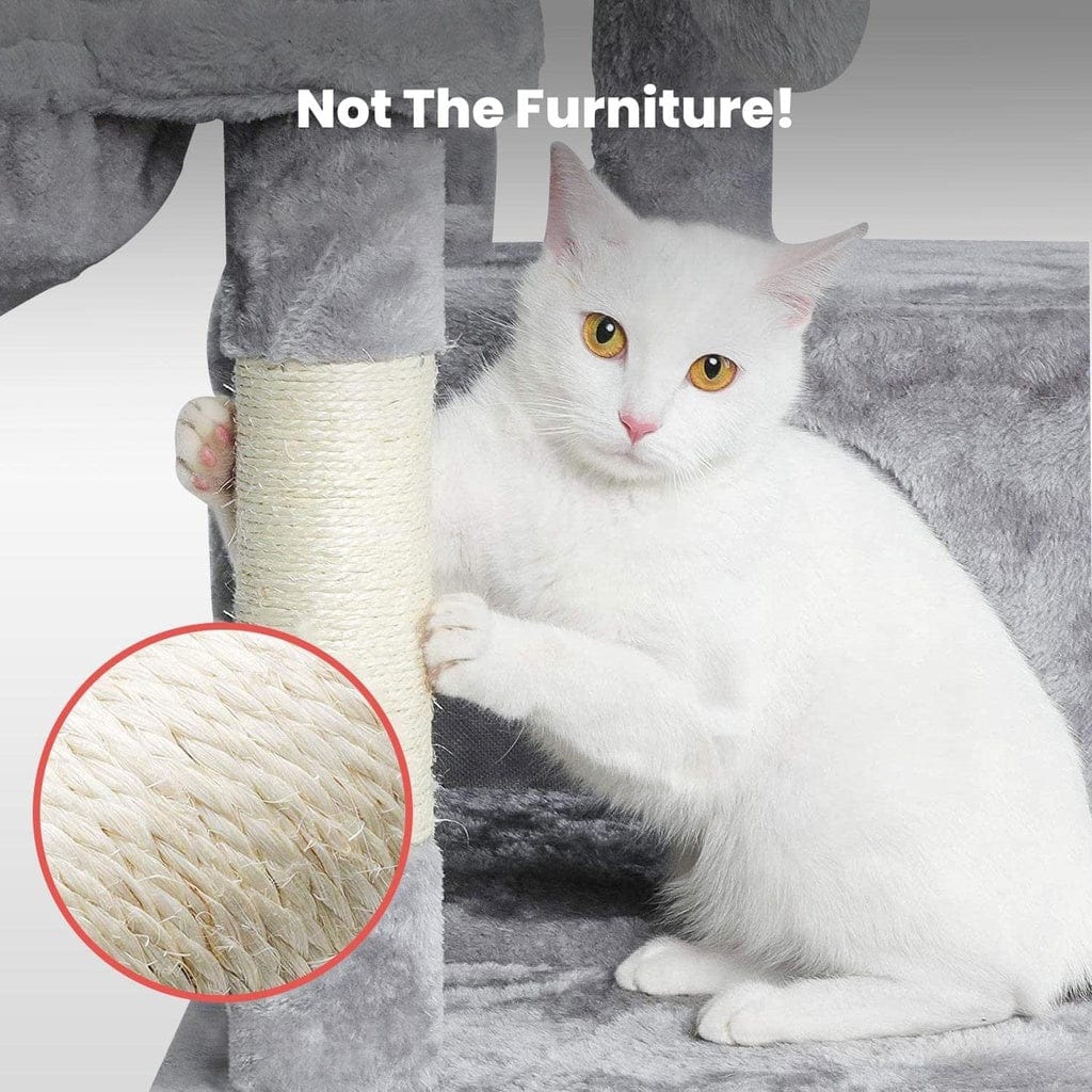 Spud Jax Petshop Floofi 97cm Adjustable Base Plush Cat Tree Light Grey Cat > Tree & Scratcher