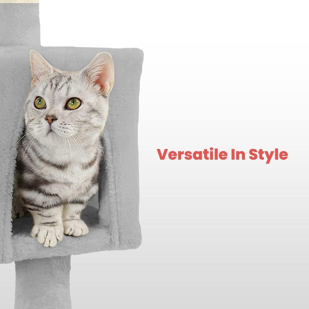 Spud Jax Petshop Floofi 97cm Adjustable Base Plush Cat Tree Light Grey Cat > Tree & Scratcher