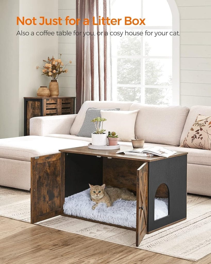 Spud Jax Petshop FEANDREA Cat Litter Box with Removable Divider Table Vintage Brown Cat > Litter Box