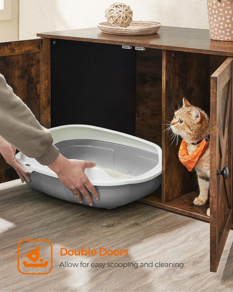 Spud Jax Petshop FEANDREA Cat Litter Box with Removable Divider Table Vintage Brown Cat > Litter Box