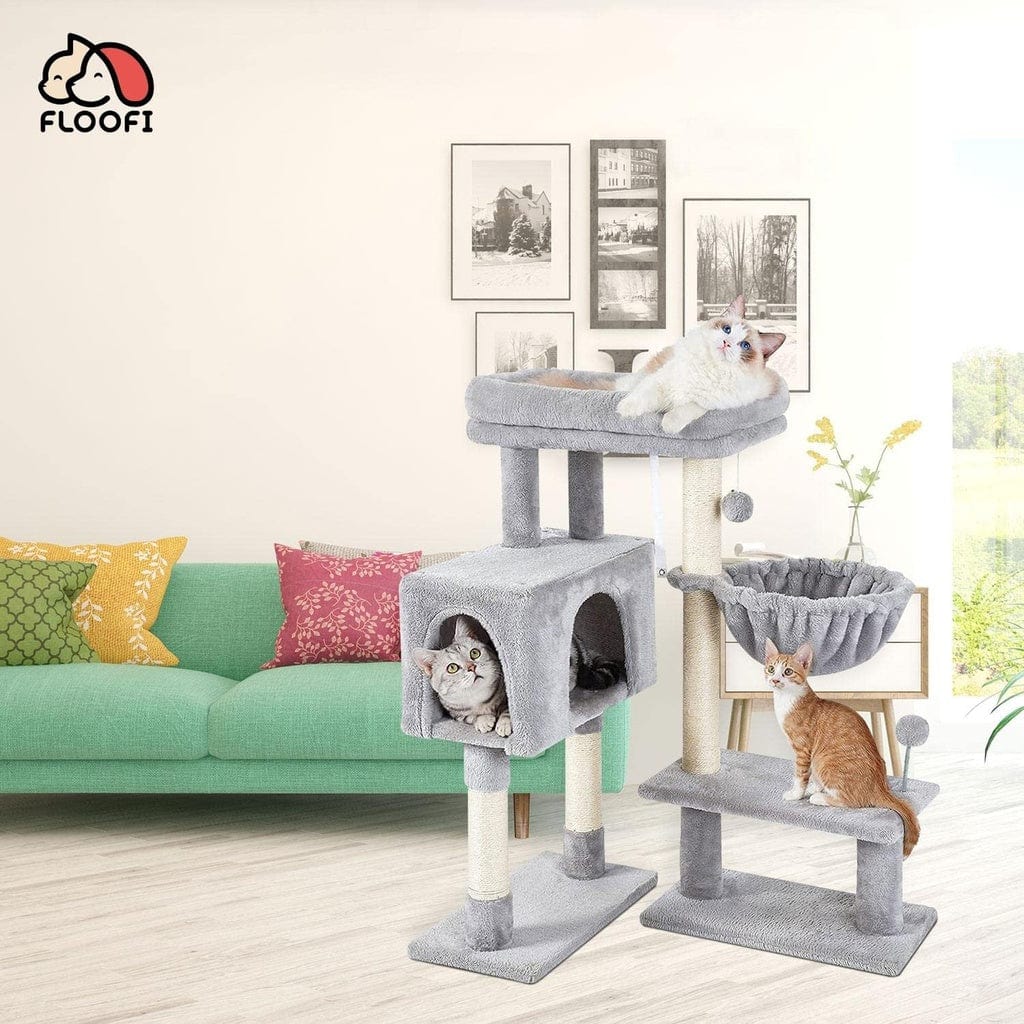 Spud Jax Petshop Floofi 97cm Adjustable Base Plush Cat Tree Light Grey Cat > Tree & Scratcher