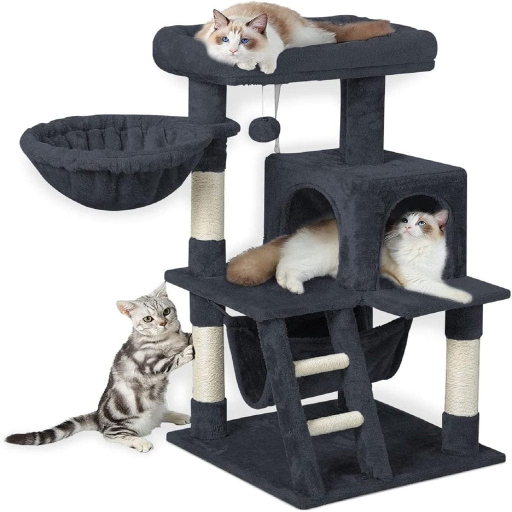 Spud Jax Petshop Floofi 104cm Plush Cat Condo Cat Tree Dark Grey Cat &gt; Tree &amp; Scratcher