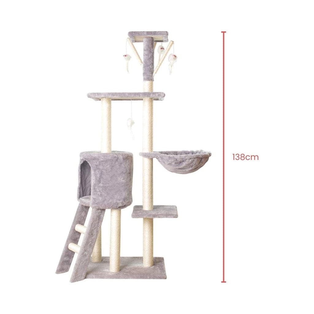 Spud Jax Petshop Floofi 138cm 5 Layer Plush Cat Condo Cat Tree Light Grey Cat > Tree & Scratcher