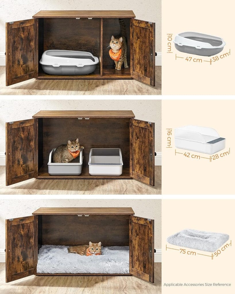 Spud Jax Petshop FEANDREA Cat Litter Box with Removable Divider Table Vintage Brown Cat > Litter Box