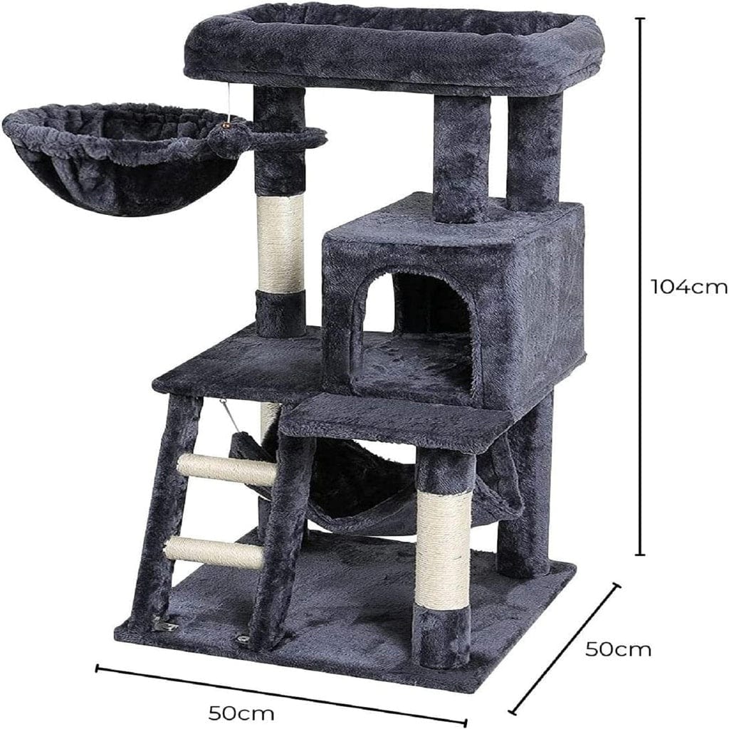 Spud Jax Petshop Floofi 104cm Plush Cat Condo Cat Tree Dark Grey Cat > Tree & Scratcher