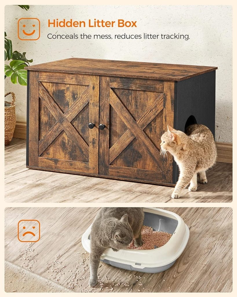 Spud Jax Petshop FEANDREA Cat Litter Box with Removable Divider Table Vintage Brown Cat > Litter Box