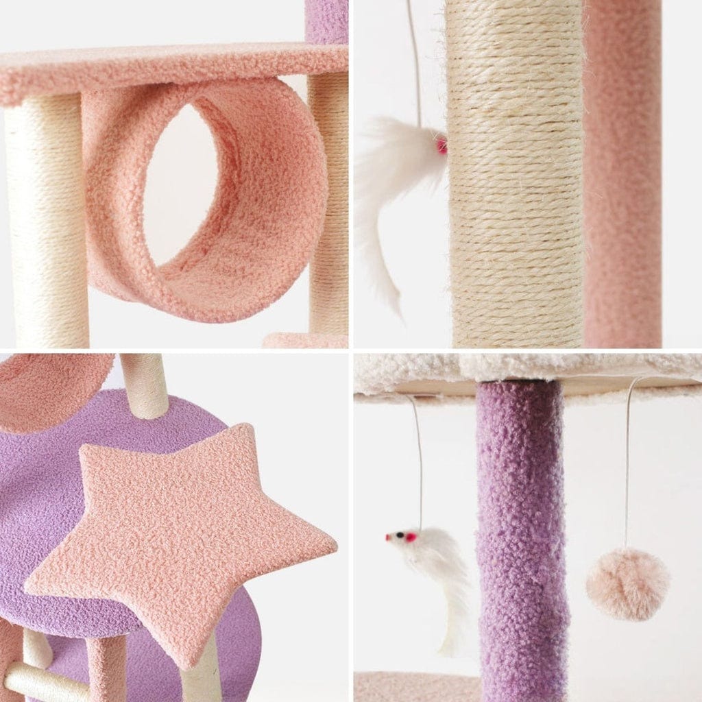 Spud Jax Petshop Floofi 101cm Galaxy Plush Cat Condo Cat Tree Pink Purple Cat > Tree & Scratcher