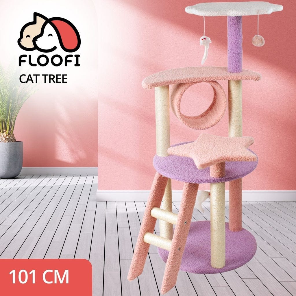 Spud Jax Petshop Floofi 101cm Galaxy Plush Cat Condo Cat Tree Pink Purple Cat > Tree & Scratcher