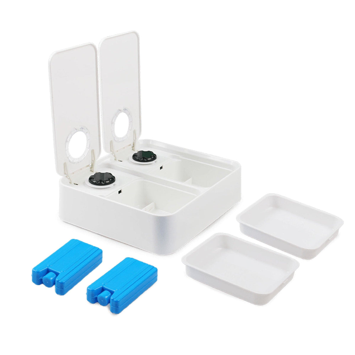 Spud Jax Petshop 2x300ml Pet Double Timed Feeder - Dog Cat Puppy Kitten Mealtime Food Station 2x300ml Pet Double Timed Feeder - Dog Cat Puppy Kitten Mealtime Food Station Pet Care > Dog Supplies > Dog Bowls, Feeders & Waterers