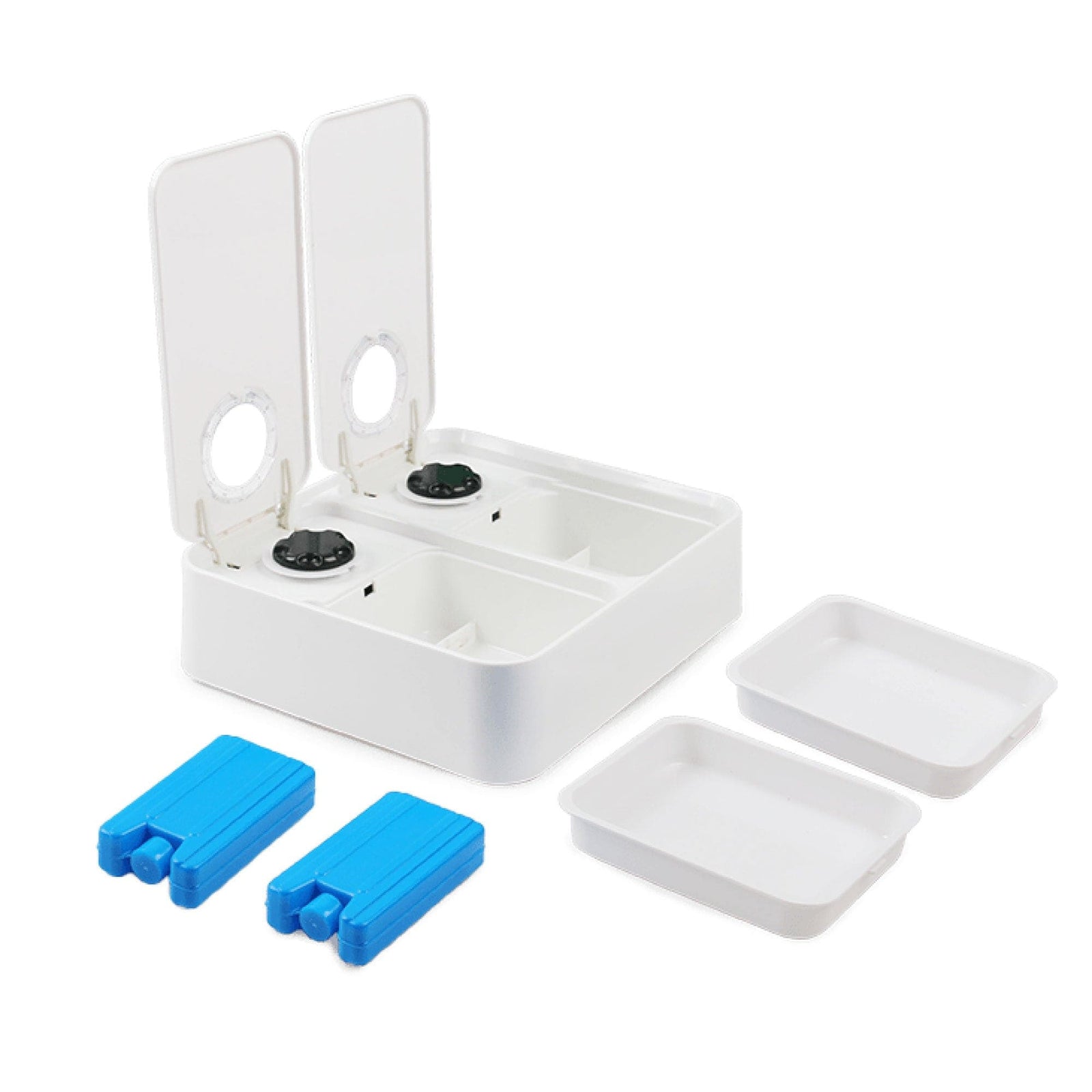 Spud Jax Petshop 2x300ml Pet Double Timed Feeder - Dog Cat Puppy Kitten Mealtime Food Station 2x300ml Pet Double Timed Feeder - Dog Cat Puppy Kitten Mealtime Food Station Pet Care > Dog Supplies > Dog Bowls, Feeders & Waterers